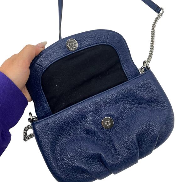MARC BY MARC JACOBS New Q Karlie Leather Crossbody Dark Blue Chain Flap Snap - Picture 6 of 10